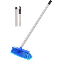 JanSan Poly Broom Head Soft Bristles Blue,& Handle (Set)