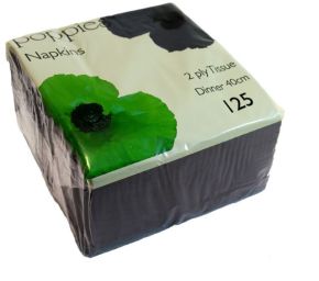 Napkin, 40cm, 2 Ply, 4 Fold, Black