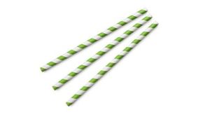 Straw, Paper, Striped Green & White, Jumbo