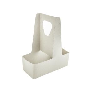 Drinks Tray, Compostable, Handled, 2 Cup