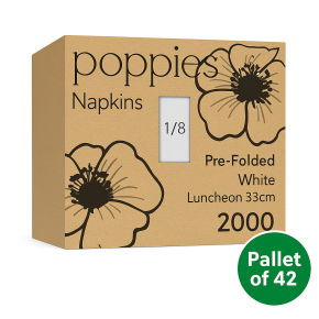 Napkin, 33cm, 2 Ply, 8 Fold, White (2000)