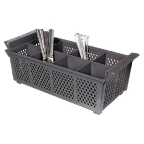 Cutlery Basket, 8 Compartment, Grey