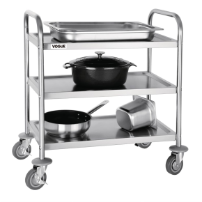 Clearing Trolley, Stainless Steel, 3 Tier, Small