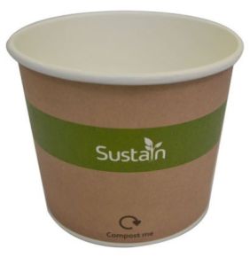 Food Pot, 12oz, Compostable, Sustain, Kraft