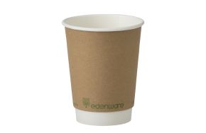 Hot Cup, 8oz, Double Wall, Compostable, Kraft