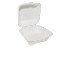 Burger Box, Compostable, Bagasse, 6" x 6"