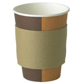 JanSan Kraft Paper Sleeve Brown for,12/16oz Cups