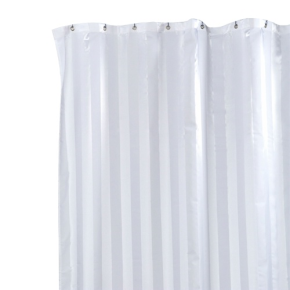 JanSan Satin Strip Shower Curtain White