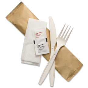JanSan Natural Cornstarch Cutlery 5in1,Meal Packs (250 Packs)