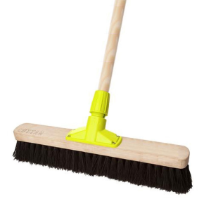 JanSan Premium Wooden Broom Head Soft,Coco & Handle 18" (Kit)